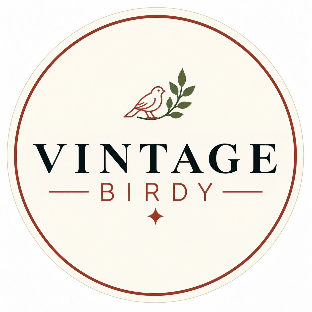 vintage birdy logo in warmem ziegelrot